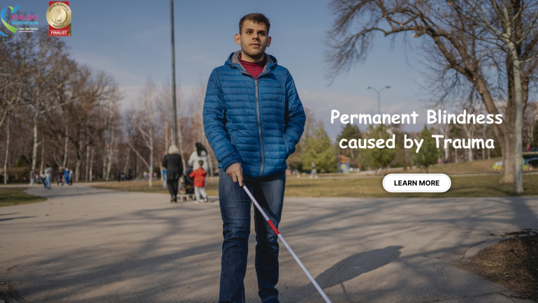 Permanent blindness caused by trauma
